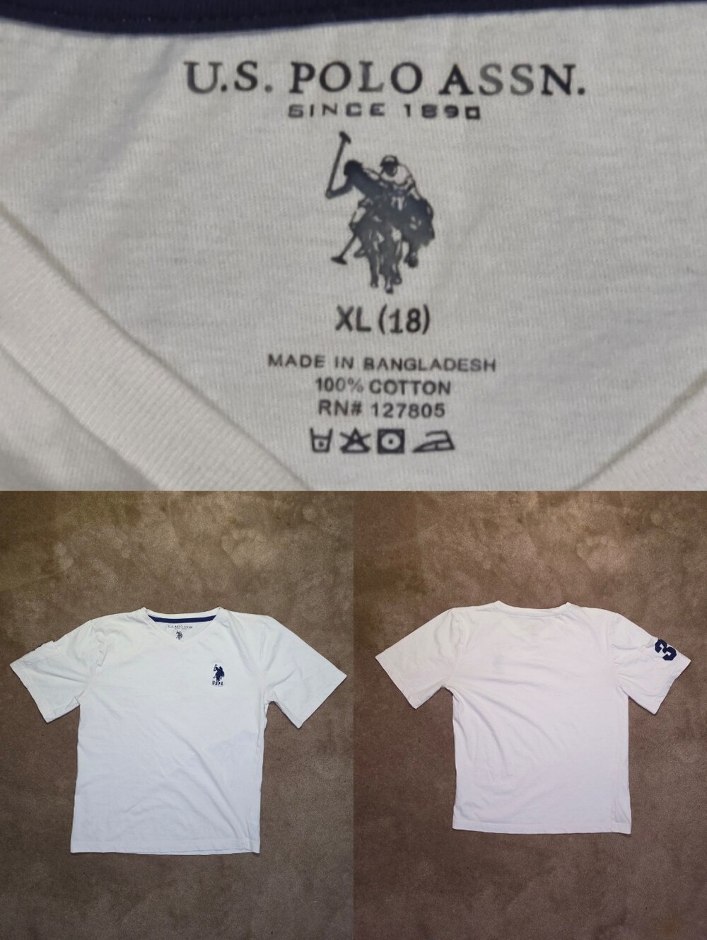 Kids U.S. Polo Assn. White Tee Shirt Sz XL 18